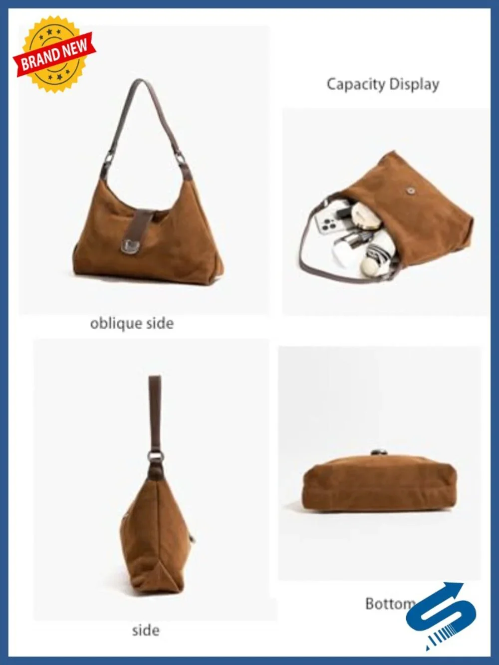 Suede Hobo Shoulder Bag Crossbody Slouchy Tote for Women